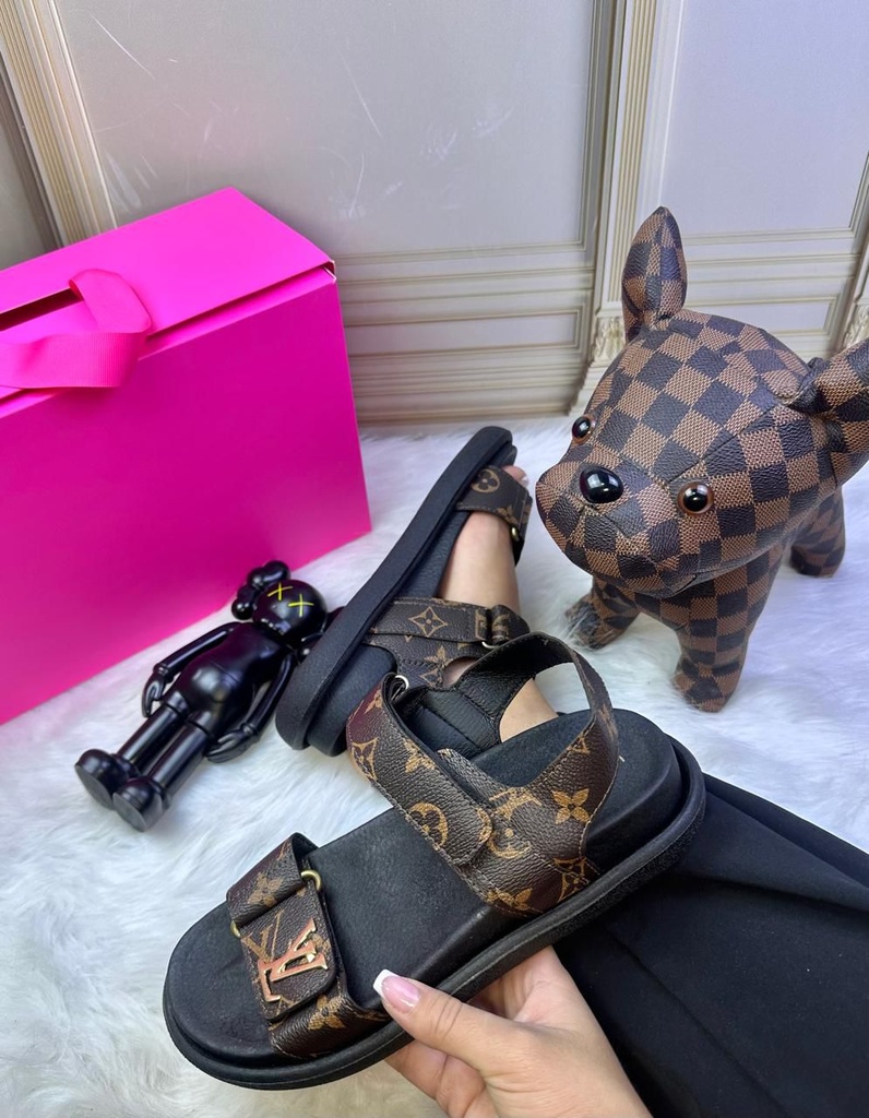Sandalia Louis Vuitton Hebilla Cafe