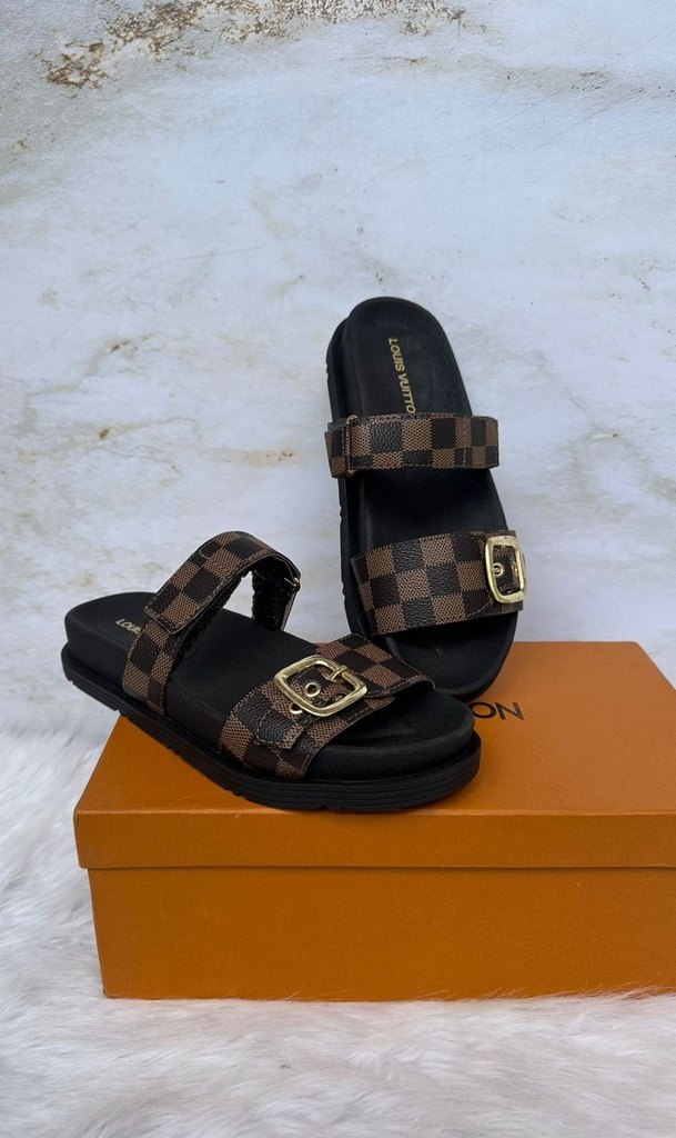 Sandalia Louis Vuitton Cuadro Café B 
