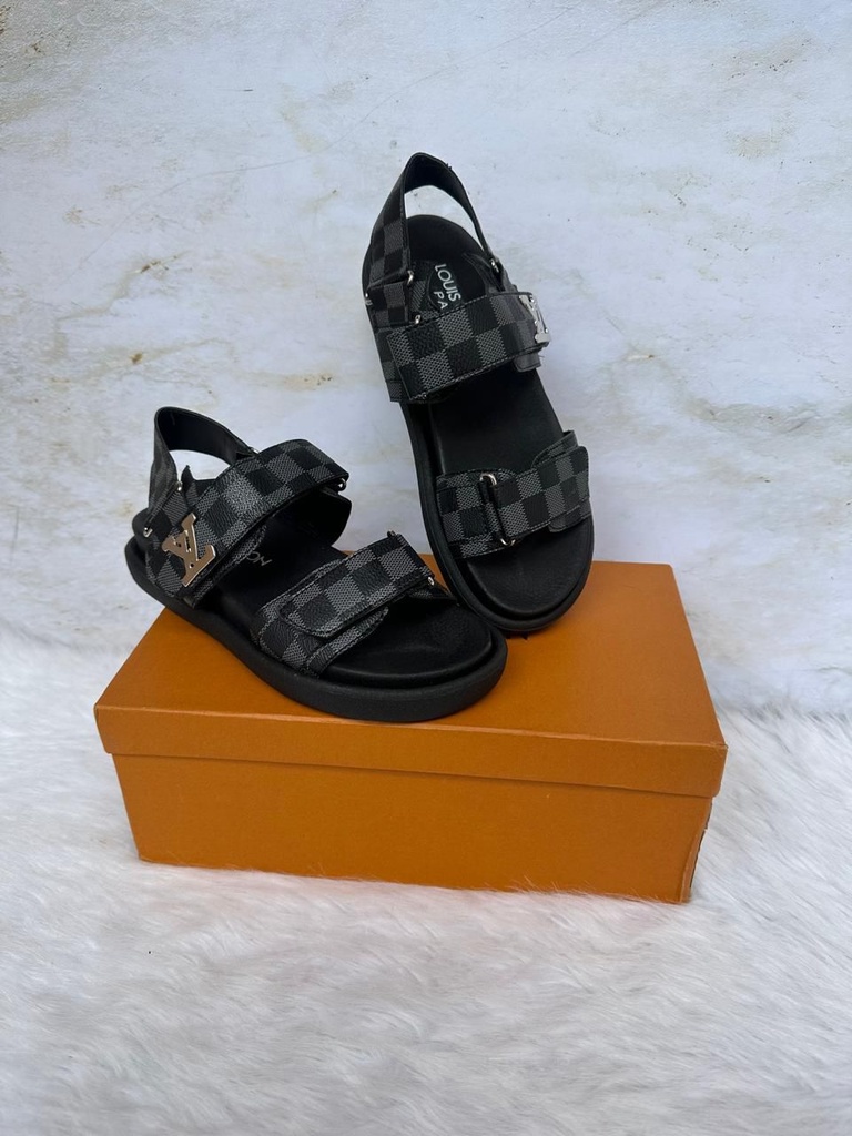 Sandalia Louis Vuitton Negro Correa Hebilla