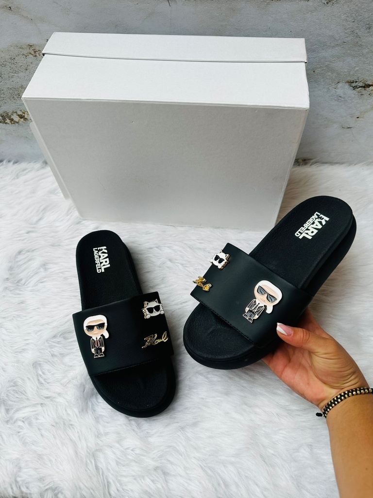 Sandalia Karl Lagerfeld Negra Logo