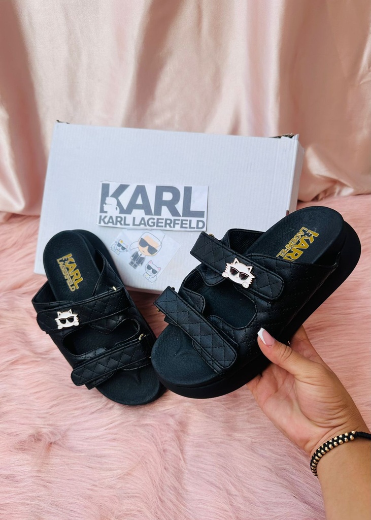 Sandalia Karl Lagerfeld Negra Pin