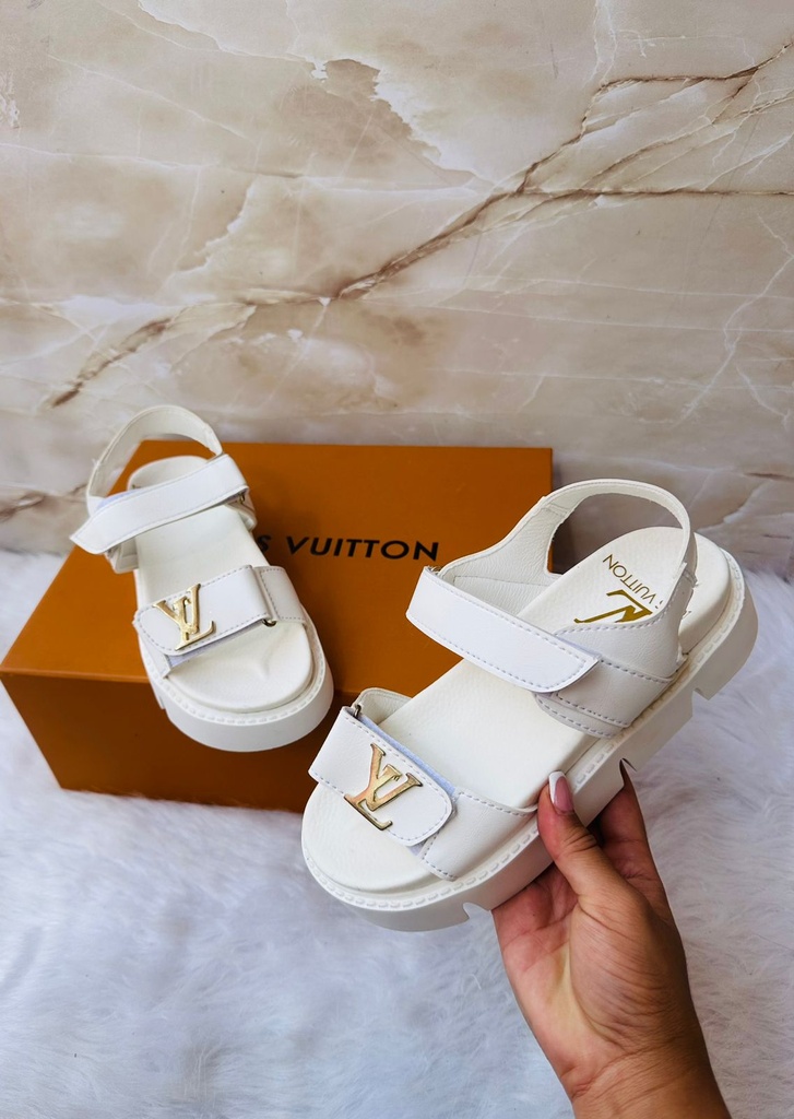 Sandalia Louis Vuitton Blanco Dorado SK
