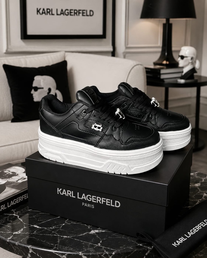 Karl Lagerfeld Negro Plataforma Pin 