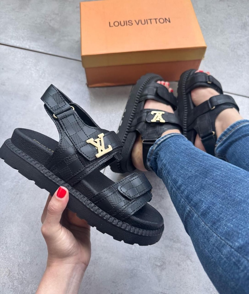 Louis Vuitton Sandalia Negro Cuadro CH1  