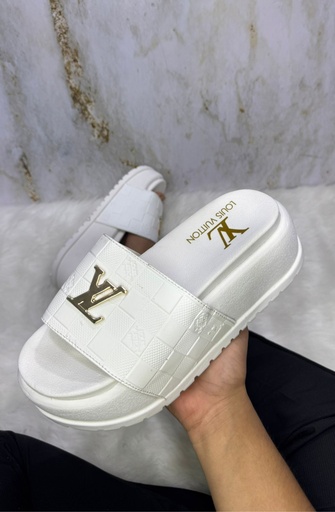Sandalia Louis Vuitton Plataforma Blanca