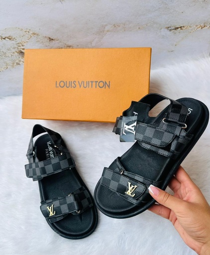 Louis Vuitton Sandalia Cuadro Negro 