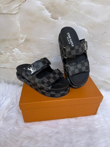 Sandalia Louis Vuitton Suela Cuadros Gris