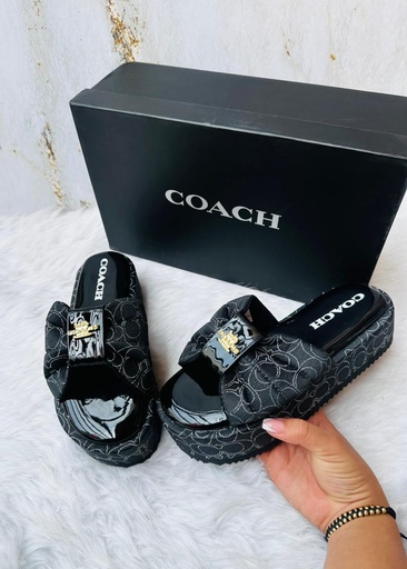 Sandalia Coach Plataforma Negro Charol