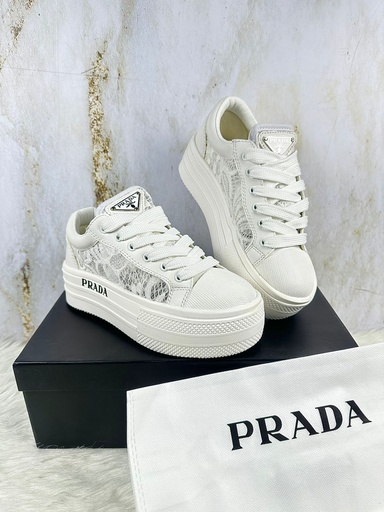 Prada Plataforma Tela Blanco S