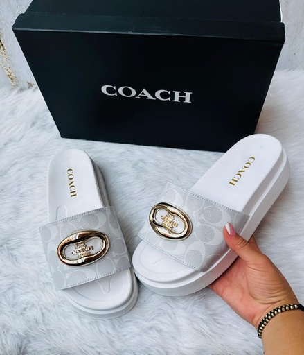 Sandalia Coach Blanca Logo Sk