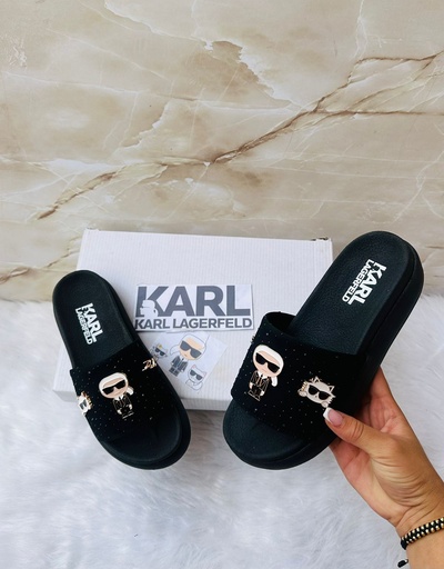 Sandalia Karl Lagerfeld Negra Brillante